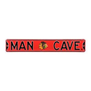 Chicago Blackhawks Man Cave 6" x 36" Metal Street Sign